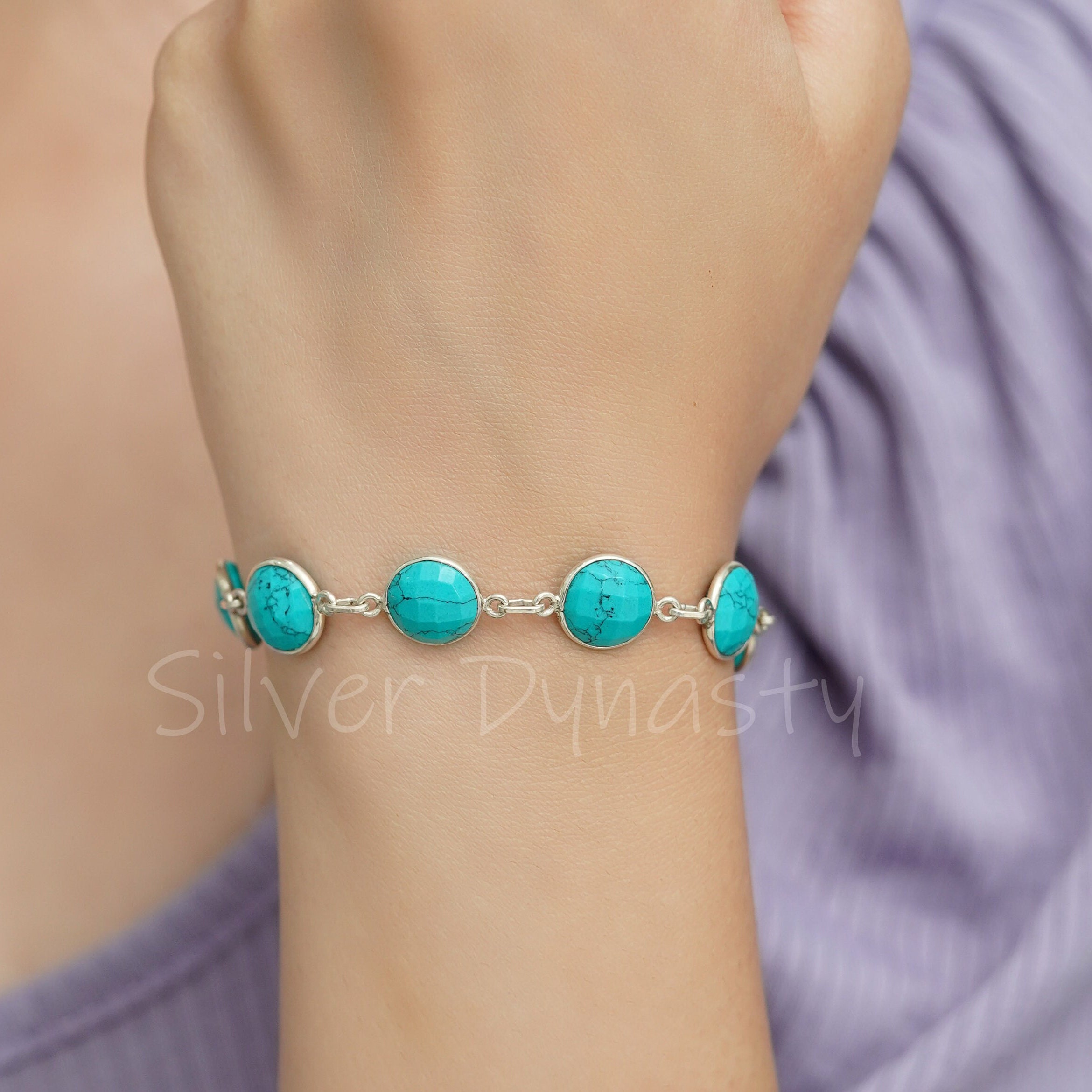 Turquoise Bracelet, 92.5% Sterling Silver Bracelet, Silver Turquoise Bracelet, 92.5% Sterling Silver Bracelet, Silver