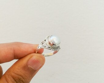 Freshwater Pearl Ring: Handmade 925 Sterling Silver Boho Ring