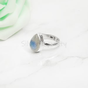 Natural Raibow Moonstone Ring, Handmade Ring, 925 Solid Sterling Silver Ring,Rainbow Moonstone Ring, Minimalist Ring, Sterling Silver Ring image 6