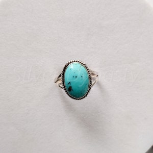 Natural Turquoise Ring,  American Turquoise Ring, 925 Sterling Silver Ring for Women, Statement Ring with Stone, Gemstone Boho Ring