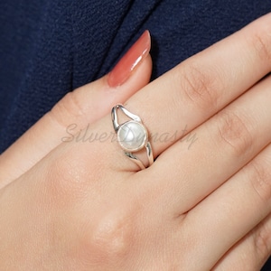 Natural Pearl Sterling Silver Ring: Handmade Gemstone Jewelry