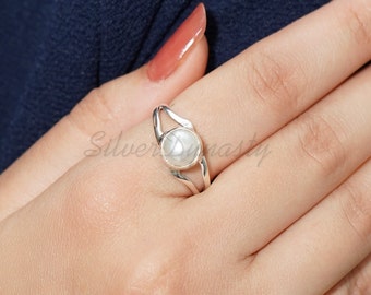 Natural Pearl Sterling Silver Ring: Handmade Gemstone Jewelry