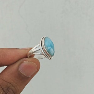 Natural larimar ring,handmade ring, larimar sterling silver ring, silver larimar ring ,boho ring,925 solid sterling silver ring,women&#39;s ring