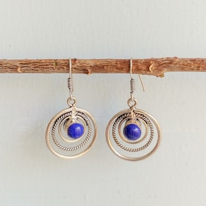 Lapis Earrings, 925 solid sterling silver Earrings, Silver Earrings, Boho Earrings, Drop Earrings, Earrings for Women, Lapis Lazuli Earrings