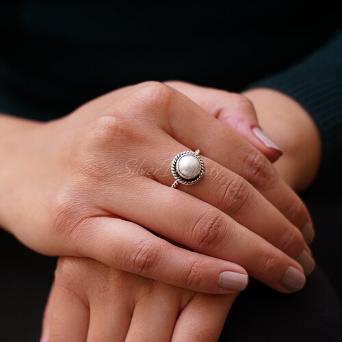 Freshwater Pearl 925 Sterling Silver Open Ring