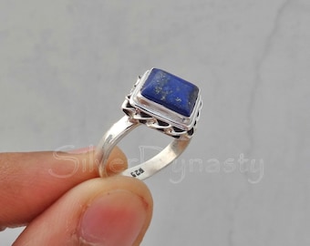 925 Sterling Silver Ring Natural Lapis Handmade Jewelry Size 7.5 LV99602 925 Sterling Silver Ring Natural Lapis Handmade Jewelry Size 7.5 LV99602