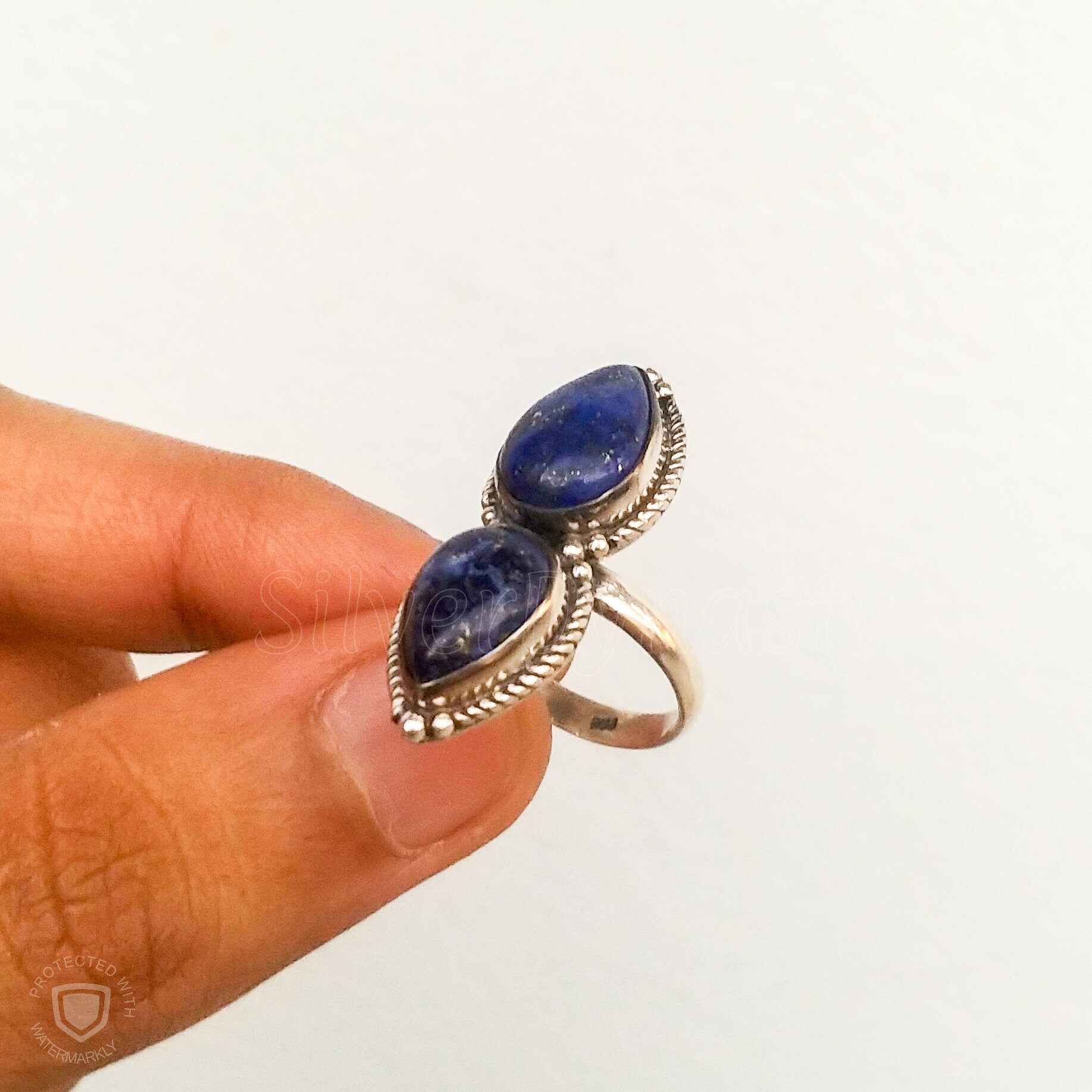 thumbnail image 2 of Natural Lapis Lazuli Ring – 925 Sterling Silver, Handmade, Marquise Cut, Blue Gemstone, All Sizes VS-15 2 of 3