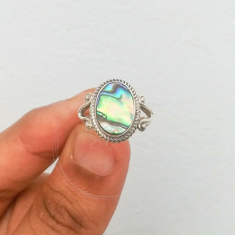 Abalone Shell Ring Silver Abalone Shell Ring 925 Solid | Etsy