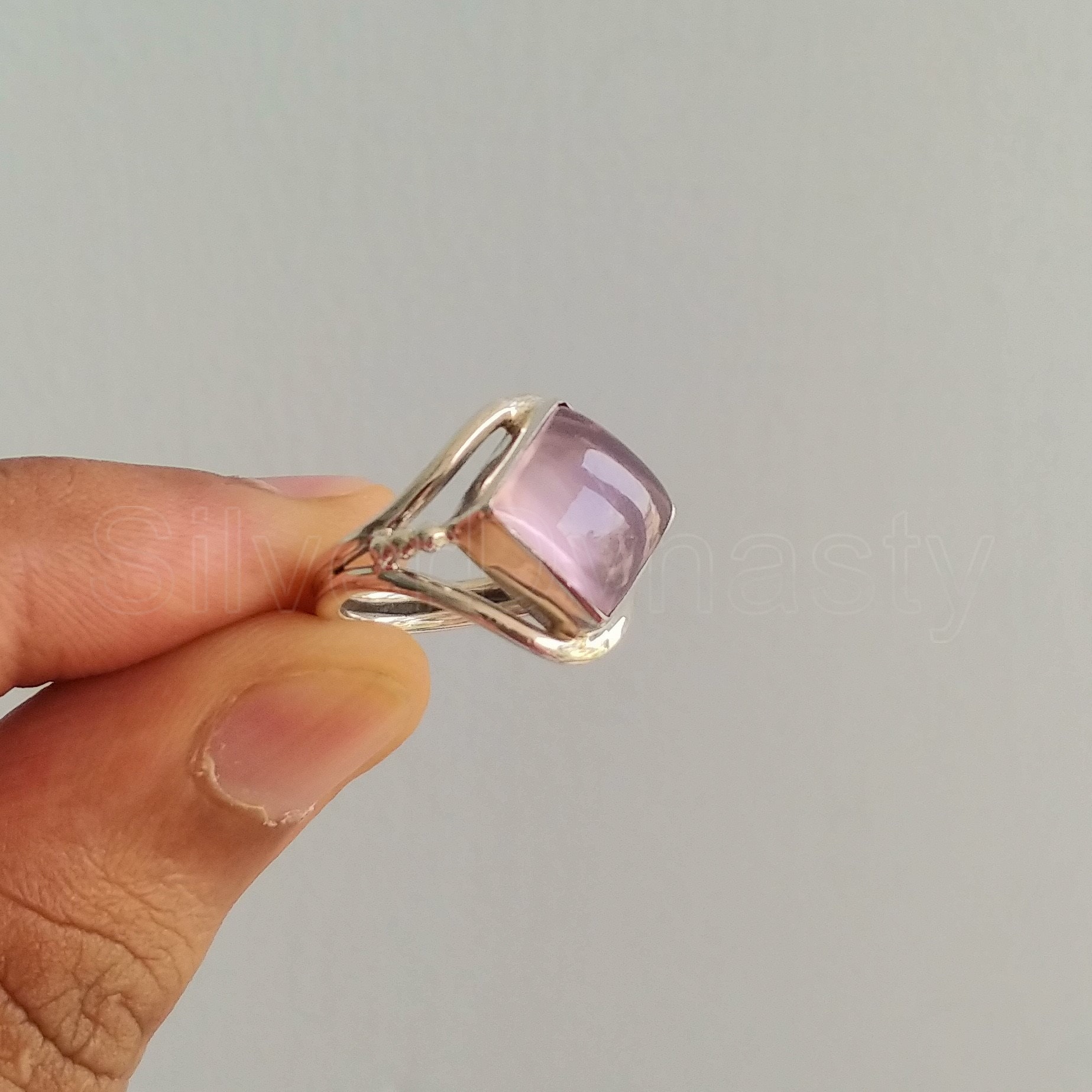 Rose quartz sterling silver ring Clearance