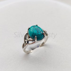 Natural Turquoise Ring,Turquoise Ring, Sterling Silver Ring for Women, Statement Ring with Stone, Gemstone Boho Ring, Bohemian Jewelry