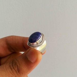 Natural Lapis Lazuli ring, Handmade ring,  92.5% Sterling Silver Ring, Silver Lapis ring, Lapis ring, Boho ring, Women's ring, Oval Ring