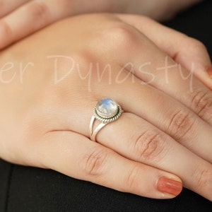 Rainbow Moonstone Ring: 925 Sterling Silver, Handmade Boho Jewelry