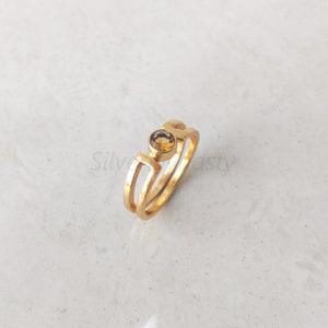 Natural Citrine 18K Gold Plated Ring, Minimalist Gold Ring, Handmade Ring, 18k Gold Filled Ring
