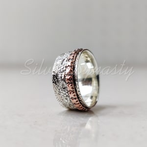 Sterling Silver Spinner Ring: Handmade Boho Fidget Anxiety Ring