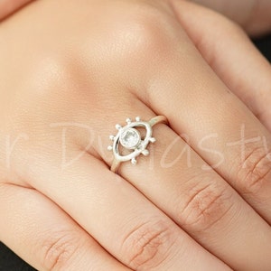Cubic Zirconia Sterling Silver Ring: Handmade Statement Ring