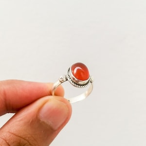 Natural Carnelian Ring, 925 Solid Sterling Silver Ring, Minimalist Ring, Ring for Women, Everyday Ring, handmade silver ring