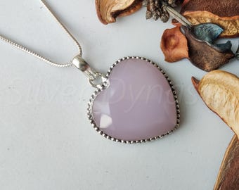 Rose Quartz Heart Pendant: Sterling Silver Boho Necklace