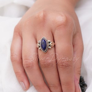 Natural Lapis Lazuli Ring, Sterling Silver Ring for Women, Handmade Silver Ring, Lapis Ring, Sterling Silver Ring Lapis, Statement Ring