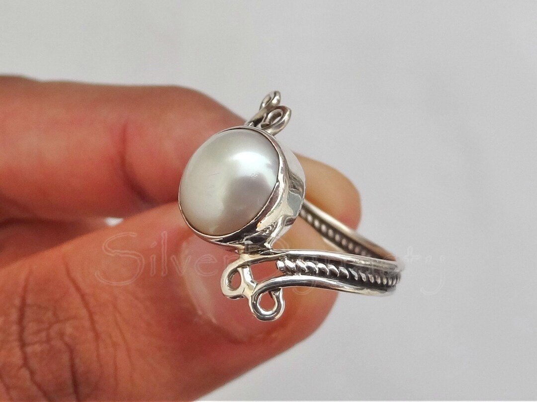 Pearl Ring,handmade Ring,92.5% Sterling Silver Ring, Silver Pearl Ring,handmade Ring,92.5% Sterling Silver Ring, Silver