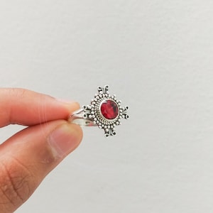 Garnet Ring: Handmade 925 Sterling Silver Boho Ring