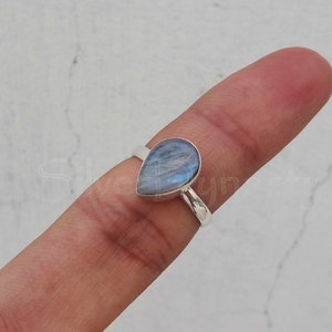 Natural Raibow Moonstone Ring, Handmade Ring, 925 Solid Sterling Silver Ring,Rainbow Moonstone Ring, Minimalist Ring, Sterling Silver Ring image 9