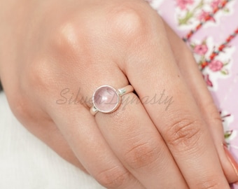 Natural Rose Quartz Ring,Handmade Ring, Daily Wear, 92.5% sterling silver ring, daily wear ring, sterling silver ring,Blush Pink Quartz Ring