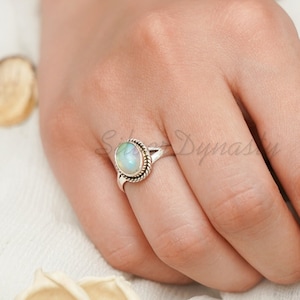 2021 New Design Square Opal Gemstone 925 Silver Rings Fine Jewelry