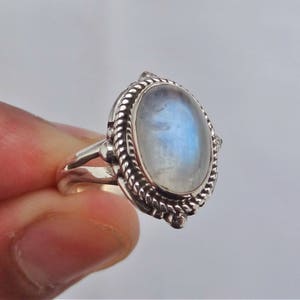 Rainbow Moonstone Ring: Handmade 925 Sterling Silver Gemstone