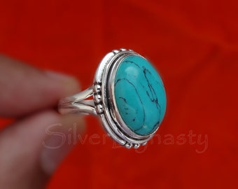 Turquoise ring, handmade ring, 92.5% sterling silver ring, silver Turquoise ring, gemstone ring, solid sterling silver ring, turquoise