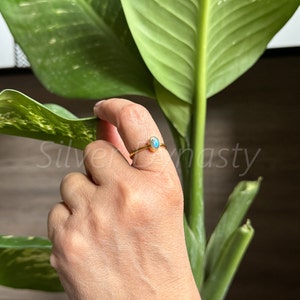 Natural Labradorite Ring, 18K Gold Plated Ring with 925 Sterling Silver , Handmade Jewelry, Minimalist Gold Ring, Gift For Her
