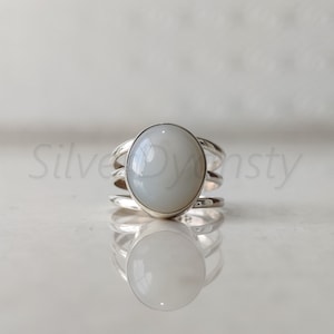 Oval Moonstone Ring: Handmade 925 Sterling Silver Boho Ring