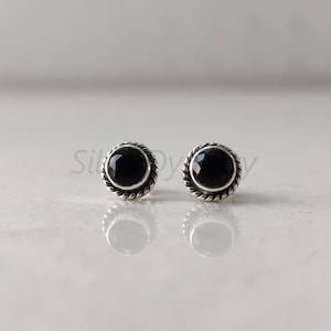 Natural Black Onyx Silver Studs, 925 Solid Sterling Silver Studs,Small Studs, Silver Earrings, Studs for Women, Minimalist Studs