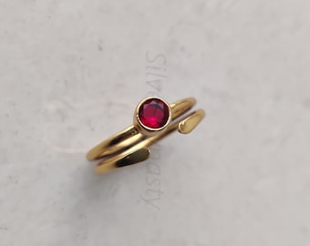 Natural Garnet Ring,  18K Gold Plated Ring, Minimalist Gold Ring, Handmade Ring, 18k Gold Filled Ring, Gift for Her, Bridesmaid Gift