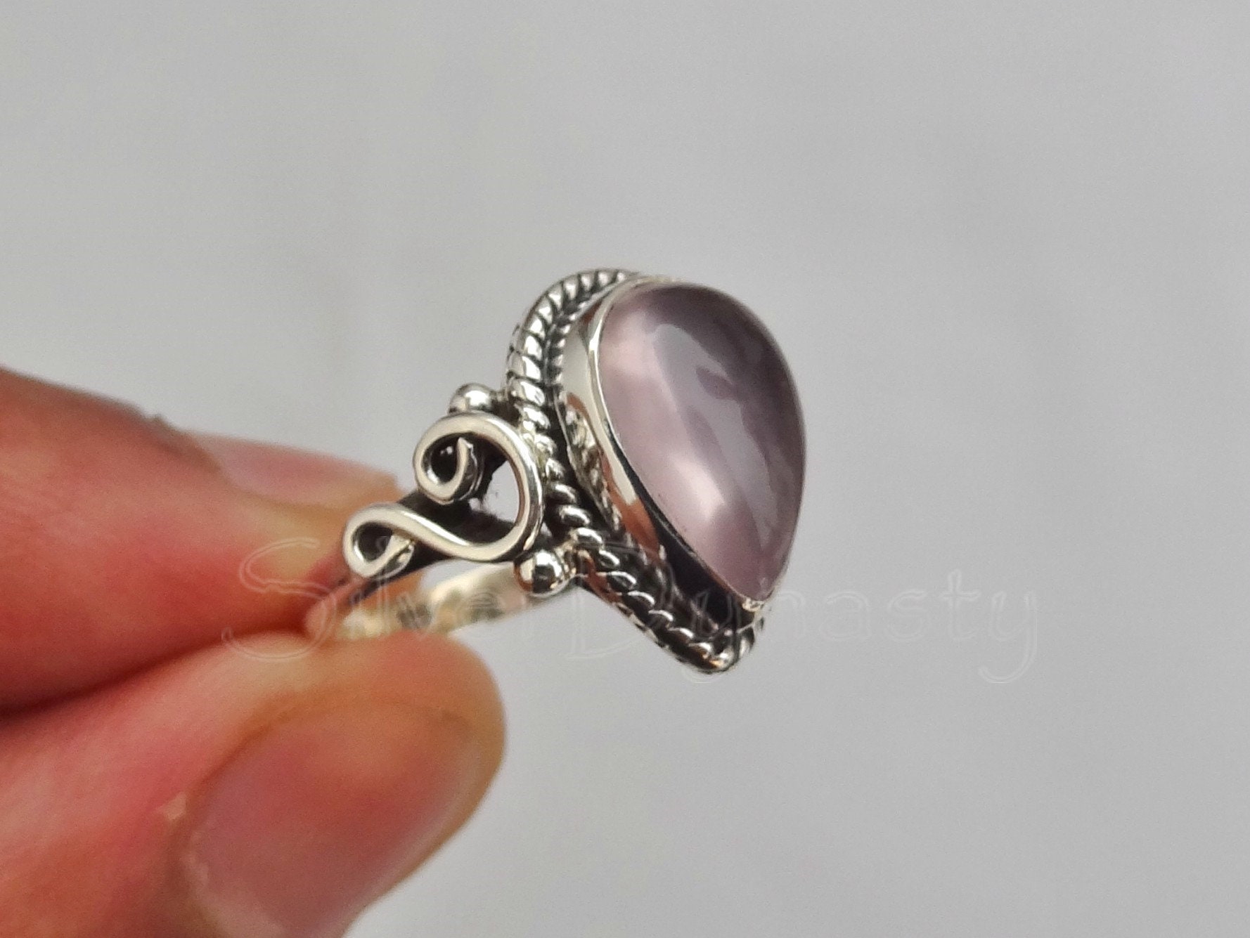 Rose Quartz ring,handmade ring, 92.5% sterling silver ring, silver Ro…