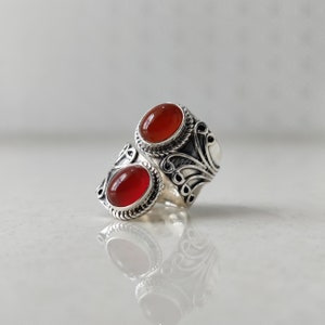 NaturalCarnelian Ring, 925 Solid Sterling Silver Red Ring, Gemstone Ring, Minimalist Ring, Ring for Women, Everyday Ring, Round Stone Ring,