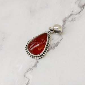 Natural Carnelian Pendant, 925 Solid Sterling Silver Pendant, Silver Pendant with Carnelian Stone, Handmade Pendant, Silver Pendant