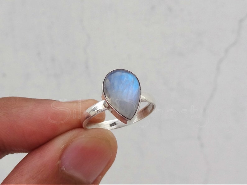 Natural Raibow Moonstone Ring, Handmade Ring, 925 Solid Sterling Silver Ring,Rainbow Moonstone Ring, Minimalist Ring, Sterling Silver Ring image 7