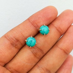 Natural Turquoise Earrings, 925 Solid Sterling Silver Earrings, Silver Turquoise Earrings, Silver Earrings, Studs, Minimalist Earrings