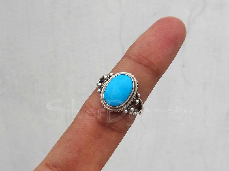 Turquoise ring, ,92.5% sterling silver ring, silver ring, solid sterling silver ring, natural turquoise ring, ring for women, boho ring image 4