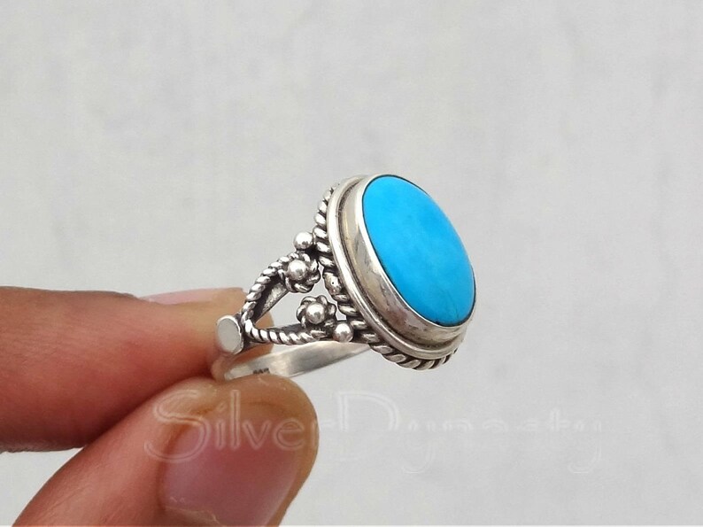 Turquoise ring, ,92.5% sterling silver ring, silver ring, solid sterling silver ring, natural turquoise ring, ring for women, boho ring image 5