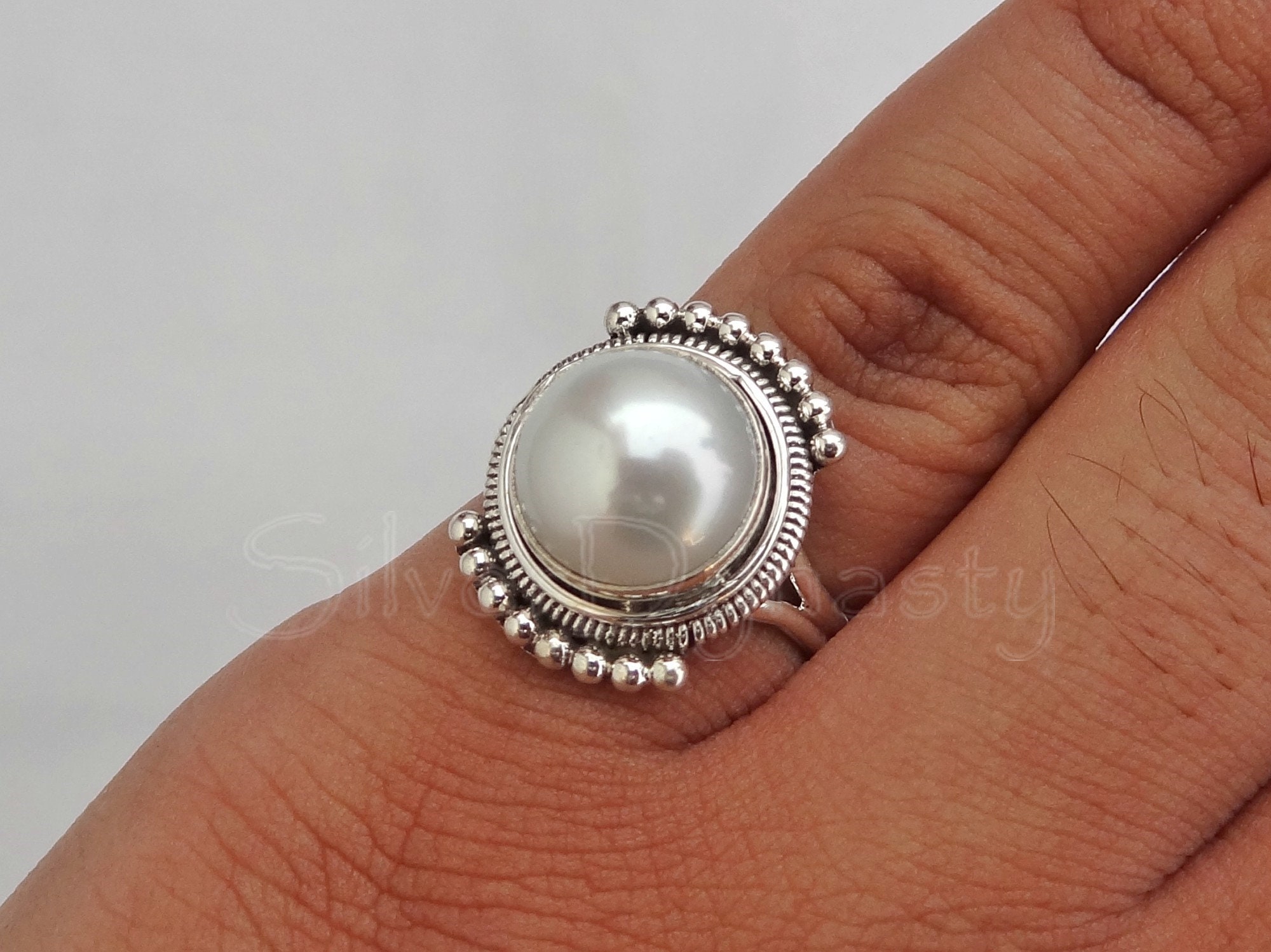 Silve Rring Pearl Ringhandmade Ring92.5% Sterling Silver Ring Silver - Etsy