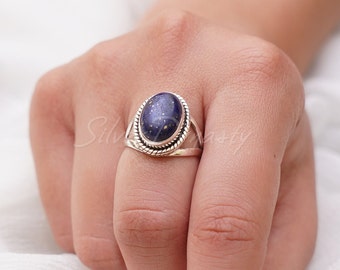 Natural Lapis Lazuli Ring 925 sterling silver ring Handmade Ring Handmade gift Gemstone Ring Daily Wear Ring Crystal Jewelry