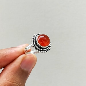 Natural Carnelian Ring, 925 Sterling silver ring, Silver Carnelian ring, Gemstone ring, Boho Ring, Ring for Women, Handmade Silver Ring