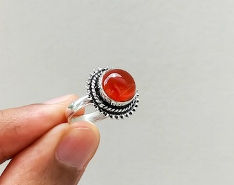 Natural Carnelian Ring, 925 Sterling silver ring, Silver Carnelian ring, Gemstone ring, Boho Ring, Ring for Women, Handmade Silver Ring