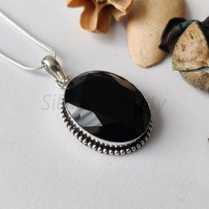 Black Onyx Pendant – Handmade Sterling Silver Necklace – Healing Crystal Jewelry – Protection Stone Gift – Boho Pendant for Her