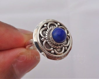 Natural Lapis Lazuli Ring 925 Sterling Silver Ring Handmade Gift Statement Ring Gift For Her Handmade Gift Birthstone Ring