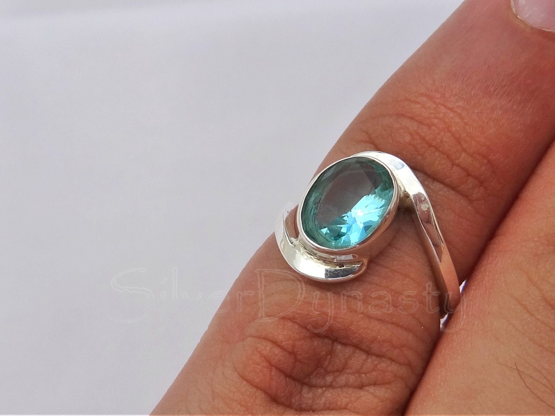 Blue Topaz Ring 92.5% Sterling Silver Ring Silver Blue Topaz - Etsy