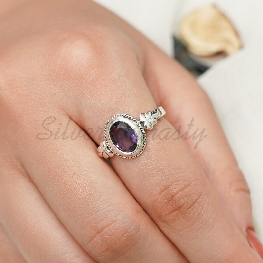 February Rings Handmade Sterling Silver Amethyst Ring: February Birthstone - Etsy