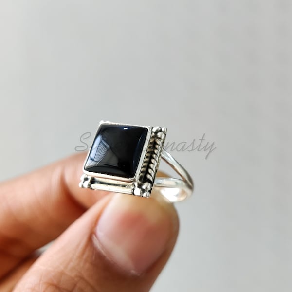 Natural Black onyxring, handmade ring, 925 solid sterling silver ring,silver Black onyx ring, sterling silver ring, women's ring, boho ring