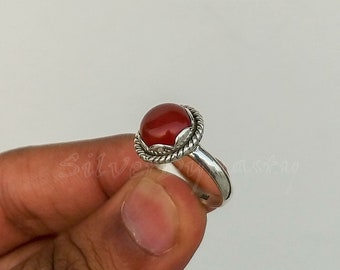 Natural Carnelian Ring, 925 Solid Sterling Silver Ring, Gemstone Ring,Minimalist Ring,handmade silver ring